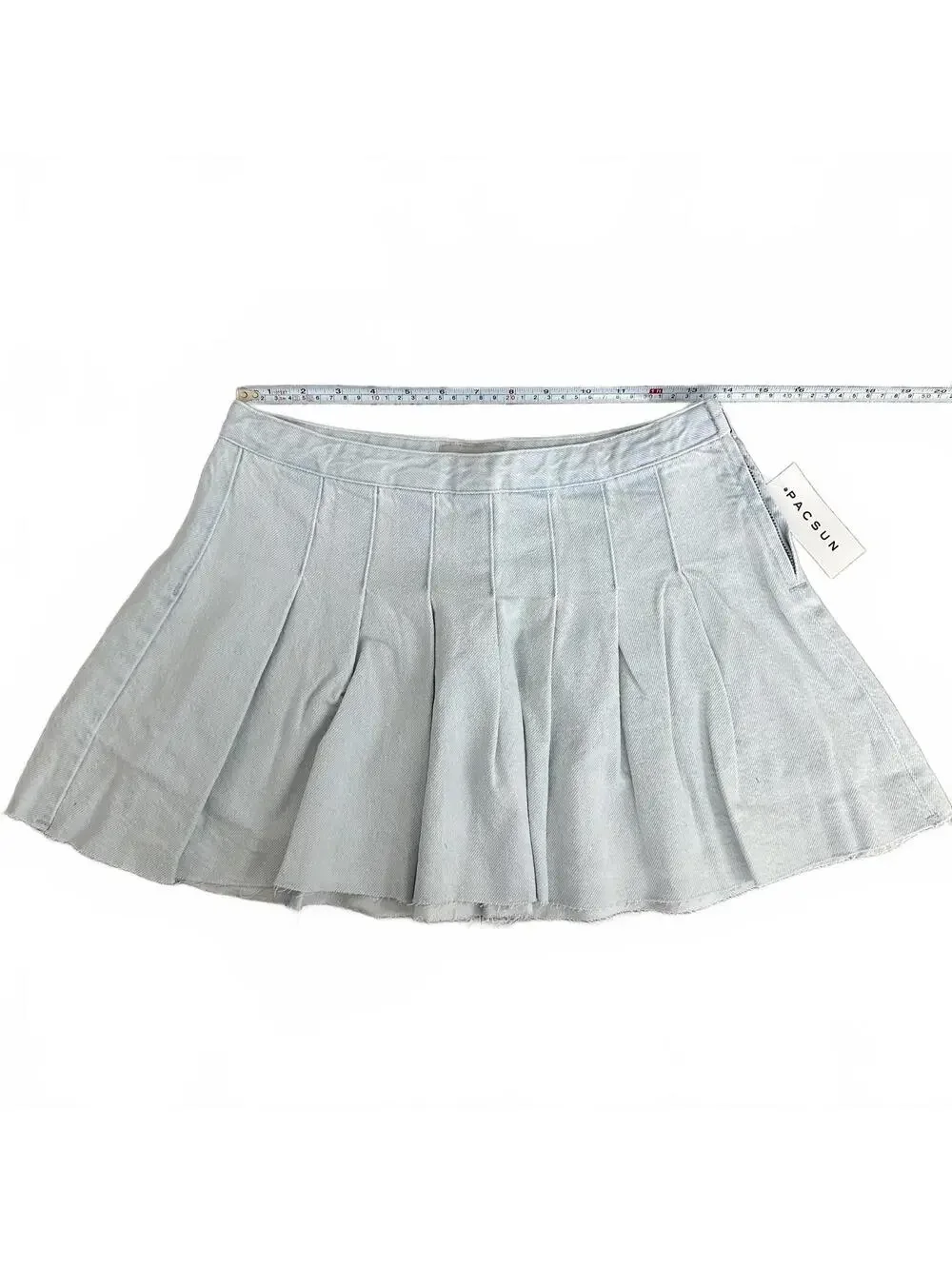 Pacsun Eco Light Indigo Mid Rise Pleated Denim Mini Skirt NWT 25